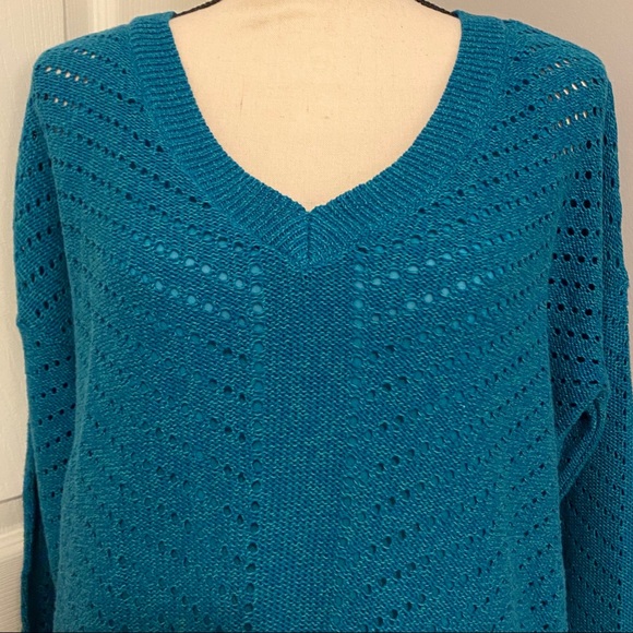 PRANA Knit Ruffle Bottom Ellery Sweater Blue - Picture 4 of 10